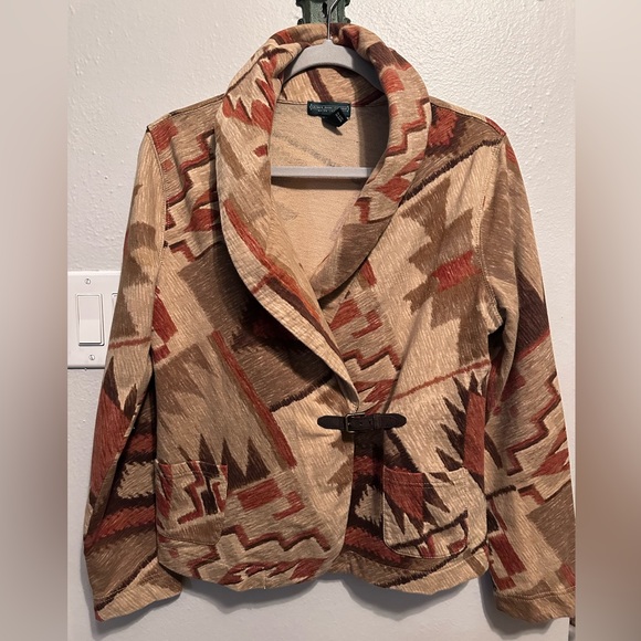Ralph Lauren Large Geometric Aztec Southwest Leather Buckle Knit Sweater
Jacket - Picture 2 of 5